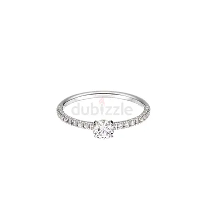 Solitaire diamond Cartier étincelle engagement ring with pavé band (/platinum look)