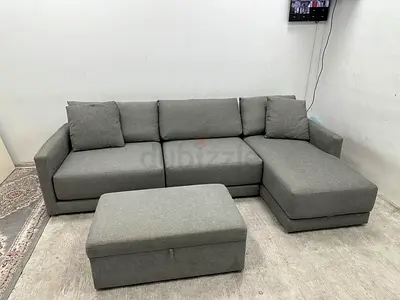 Crate&barrel lshape sofa with footstool