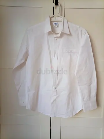 2 White formal ( school ) long sleeve shirts, size L-good condition