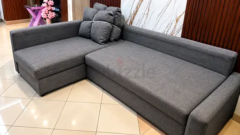 Grey L-Shaped Sofa in Good Condition for Sale