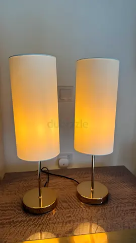 Set of 2 Gold Table Lamps with White Shades – 48.5cm