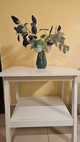 White Wooden Side Table / Nightstand - Compact and Sturdy