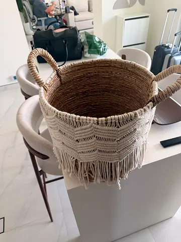 Macrame laundry basket + clothes airer