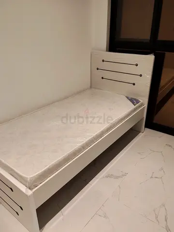 Single wooden bed frame with mattress - good condition