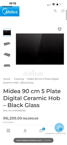 Midea Built-in Ceramic Electric Hob | 9200W | 5 Burner | 90 x 52 cm