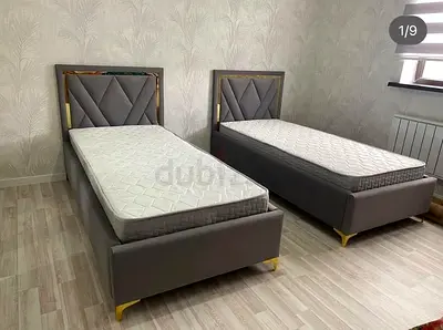Luxury Fabric 2x single Bed Frame With Stylish Modern Design Headboard