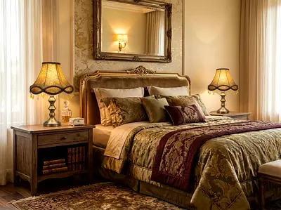 Pair of vintage-style bedside table lamps - 40 cm each