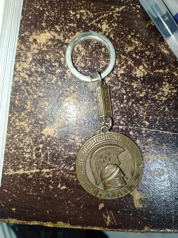 Vintage Brass Spartan Helmet Keychain / Medallion