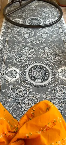 Grey Floral Runner Rug in New Condition - 4m)