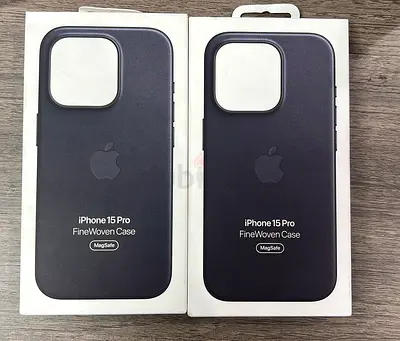 Pair of Apple iPhone 15 Pro FineWoven MagSafe Cases (Black) - New in Box