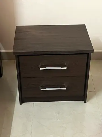 Dark Wood Bed sets / Bedside Table with Two Drawers
