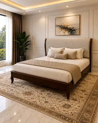 Pottery barn Wood Frame Upholstered Headboard Double Bed with Mattress