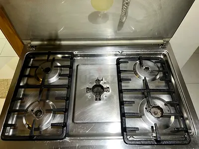 Stainless Steel 5-Burner Gas Range with Oven - good condition, PRICE DROP- URGENT SALE