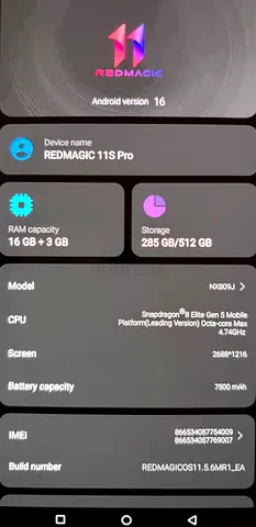 RED MAGIC 11S PRO ( BLACK ) 16+3 GBRAM