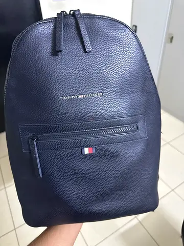 Tommy Hilfiger Navy Leather Backpack - Good Condition