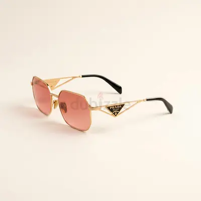 Orginal Prada Sunglasses, Gold Frame, Rose Pink Lenses, With Case