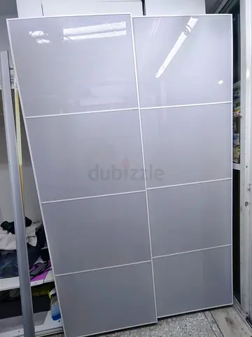 White Sliding Door Wardrobe with Shelves and Drawer - Good Condition