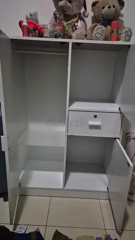 White 2-Door Wardrobe with Drawer and Shelves