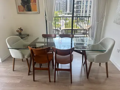 West Elm dining table with chair