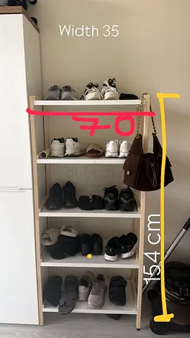 Simple 5-Tier Shoe Rack Wooden Shelves — 154 cm Height, Narrow 35 cm