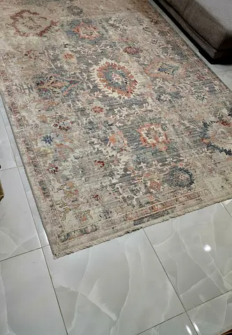100 AED ALL Mixed Used Vintage-Style Area Rug — Distressed Floral Pattern, Kids Rug.