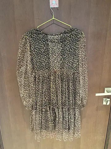 Girls Brown Printed Dress (Size 13–14)