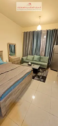 For rent monthly, a Furnished studio in Al Taawun 1 - wifi - parking