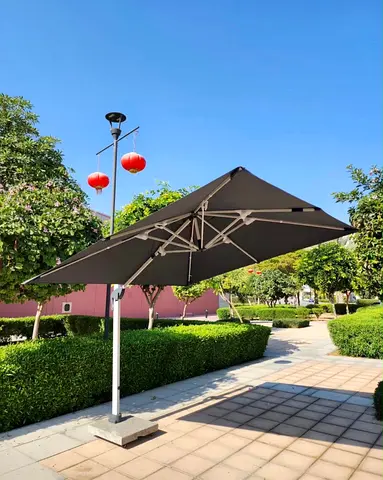 Large Cantilever Outdoor Patio Umbrella - Grey, Side Pole