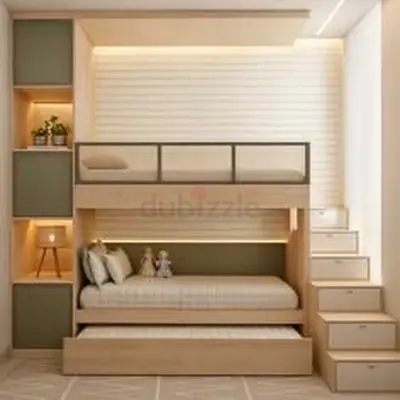 Wooden Bunk Bed with Storage Stairs — Space-Saving Design