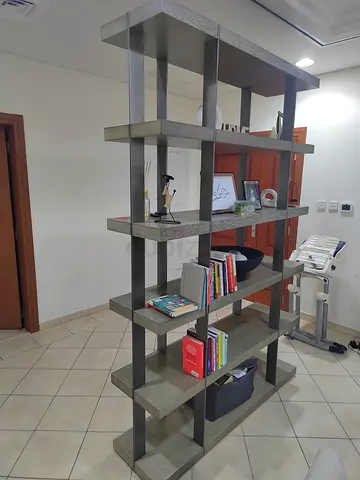Solid Wood Open Bookshelf / Room Divider - Grey Finish