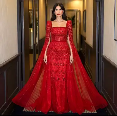 Red evening dress