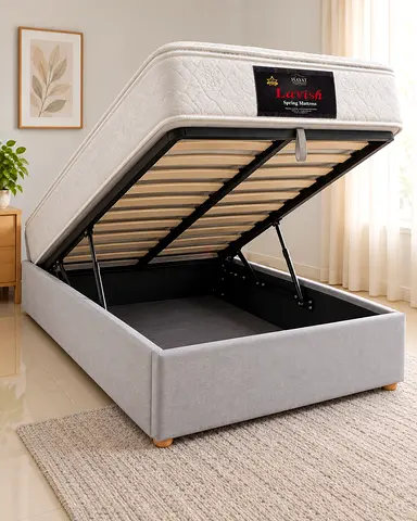 Single hydraulic bed with Hayat Lavish Spring Mattress for sale