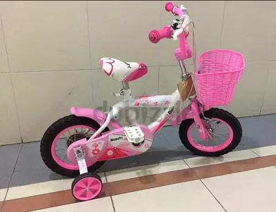 Pink Girls 12-inch Kids Bicycle with Training Wheels and Front Basket