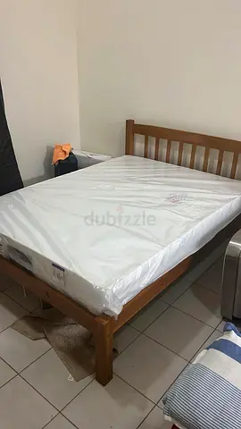 Solid Wood Single Bed Frame with Mattress - Good Condition