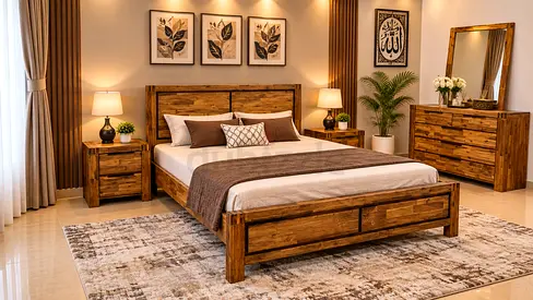 Wooden king Size Complete Bedroom Set Title