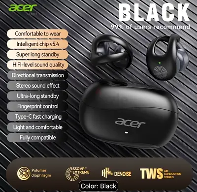 Acer Black True Wireless Earbuds with Charging Case - New