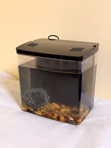 Small Desktop Aquarium Tank with Filter and Gravel - Good Condition