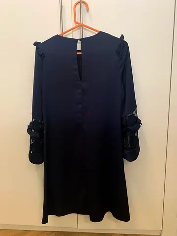 Coast navy blue long sleeve tunic top with lace cuff details - size XS