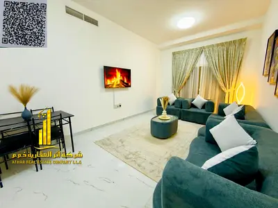 ✨ افخم وارقى شقة VIP غرفتين وصالة مفروشة بالكامل للإيجار الشهري في النعيمية 1  موقع مميز مقابل فندق العين بالاس مقابل أسواق العين وسهل المخرج إلى دبي