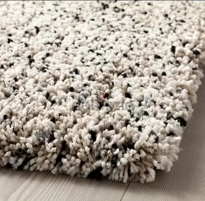 Soft high-pile cream & black speckled $%&! rug (like-new)