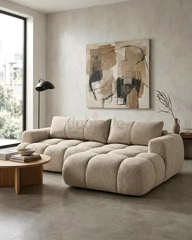 Beige Modular Tufted Sofa - ComfortableSeater Lounge