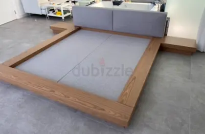 Custom Modern low-profile Japanese platform bed frame with integrated side tables (king)-wood