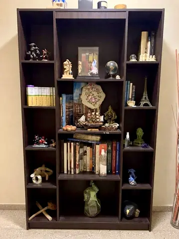 Dark Wood 12‑Compartment Bookcase / Display Shelf - Good Condition