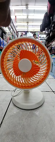 Portable Desk Fan - Orange & White, Good Working Condition