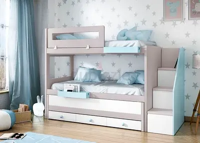 Modern Bunk Bed with Storage Stairs and Drawers
