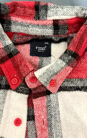 Figo red/white checked slim-fit flannel shirt XXL