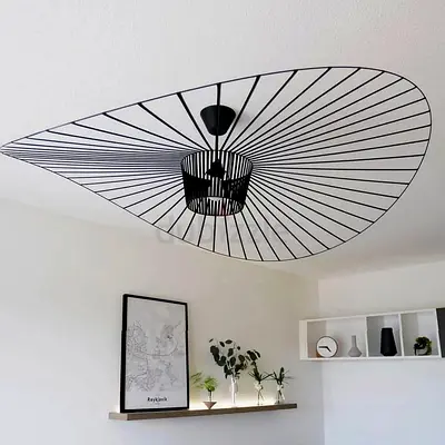 Modern Black Wire Ceiling Light - Minimalist Pendant Fixture