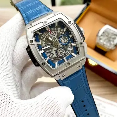 Luxury Skeleton Chronograph Watch – Blue Dial | Premium Finish