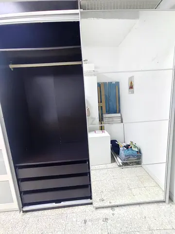 Large Sliding Wardrobe with Mirror - Black Finish