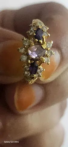 Vintage  Gold Ring with Amethyst and Diamond Accents